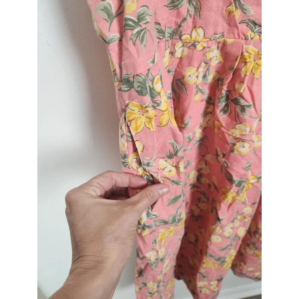Bryn Connelly Women's Sz. P12 Floral Tank Midi Linen Blend Dress - Picture 3 of 6
